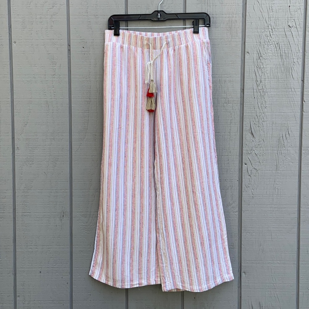 Harmony + Havoc part linen striped beach pant size large